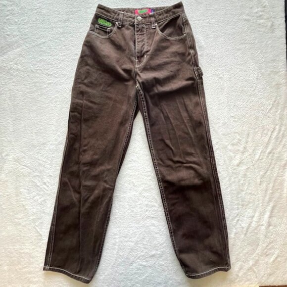 Empyre Relaxed Fit Brown Denim Jeans with Embroidered Logo- Size 2 - Picture 1 of 7